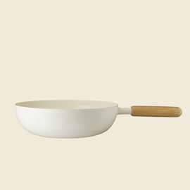 [MODORI] Cream White Wok 28cm – 7th Gen Ceramic Coating, Enhanced Non-Stick & Abrasion Resistance, Cooks & Plates Beautifully - Made in Korea